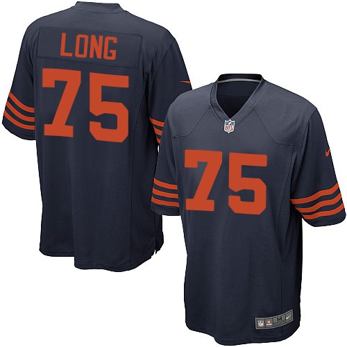 Men's Game Kyle Long Nike Jersey Navy Blue Alternate - #75 1940s Throwback NFL Chicago Bears